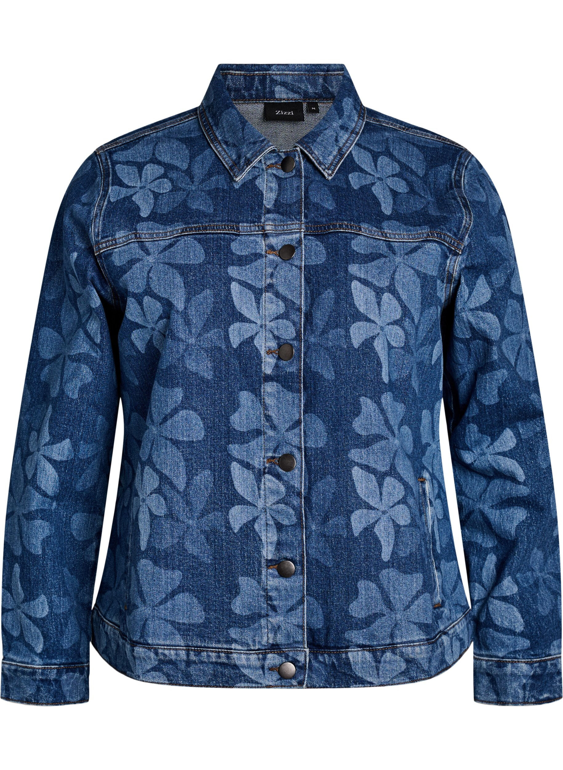 Denim jacket with floral pattern