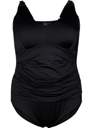 Swimsuit with padding and draping, Black, Packshot image number 0