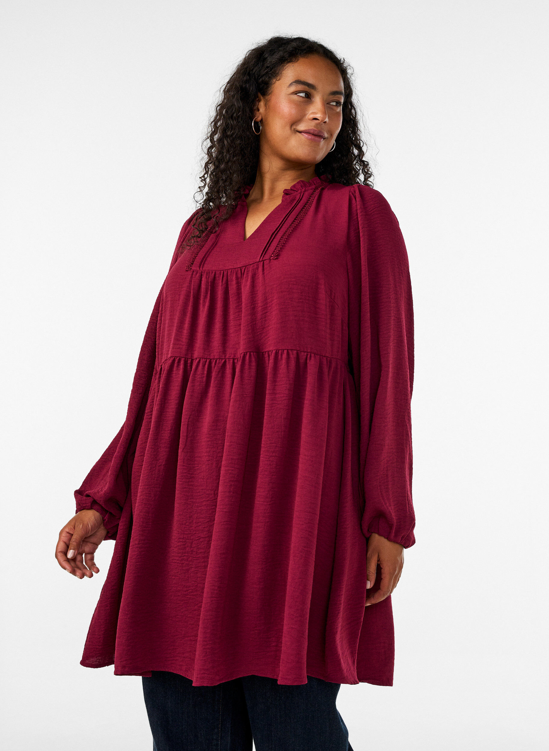 ZizzifashionA-line dress with an empire line, Red, Model image number 0