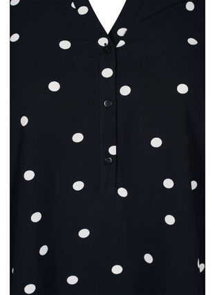 Patterned viscose blouse with long sleeves, Black Dot, Packshot image number 2