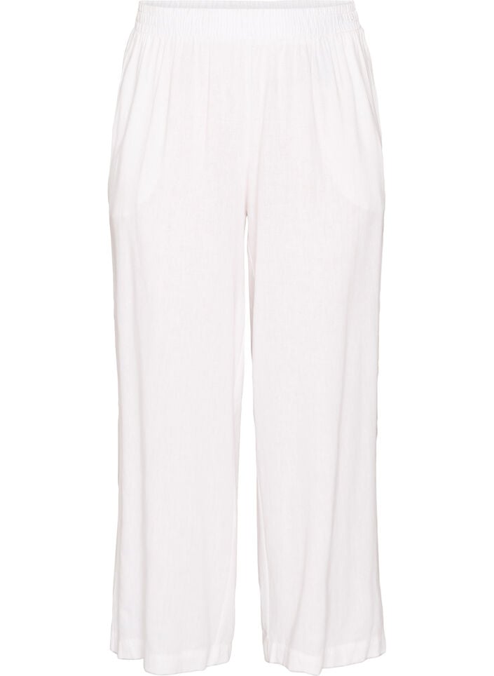 Wide-leg linen and viscose trousers, White, Packshot image number 0