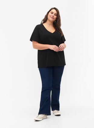 FLASH - 2-pack v-neck t-shirts, Black/Black, Model image number 2