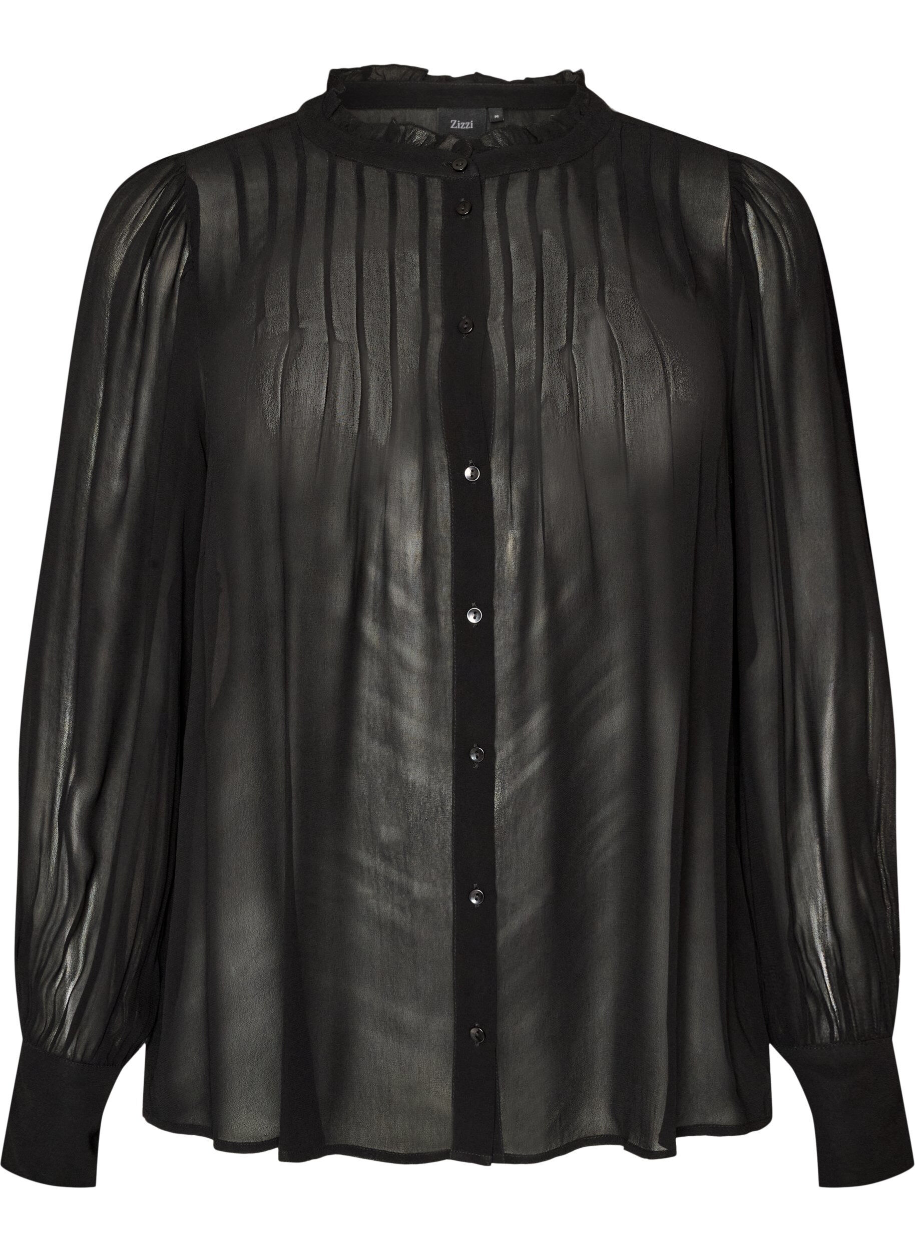 Viscose blouse with a ruffle collar