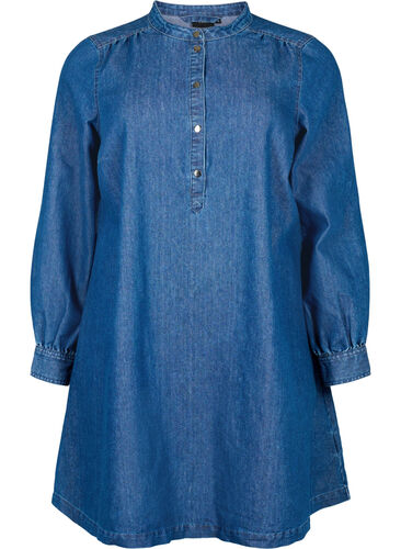 Long sleeve denim dress, Blue denim, Packshot image number 0
