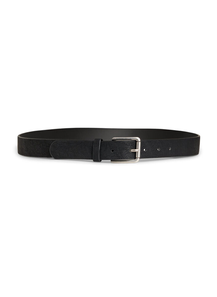 Belt in leather mix with classic buckle, Black, Packshot image number 0