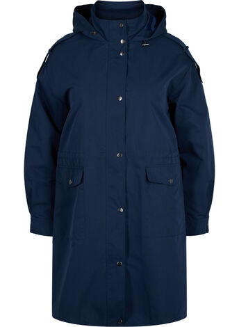 Parka jacket with hood and pockets