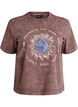 Cotton T-shirt with front print, Brown, Packshot image number 0