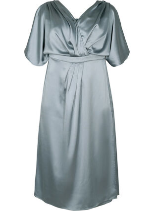 Maxi dress with wrap and short sleeves, Silver Blue, Packshot image number 0