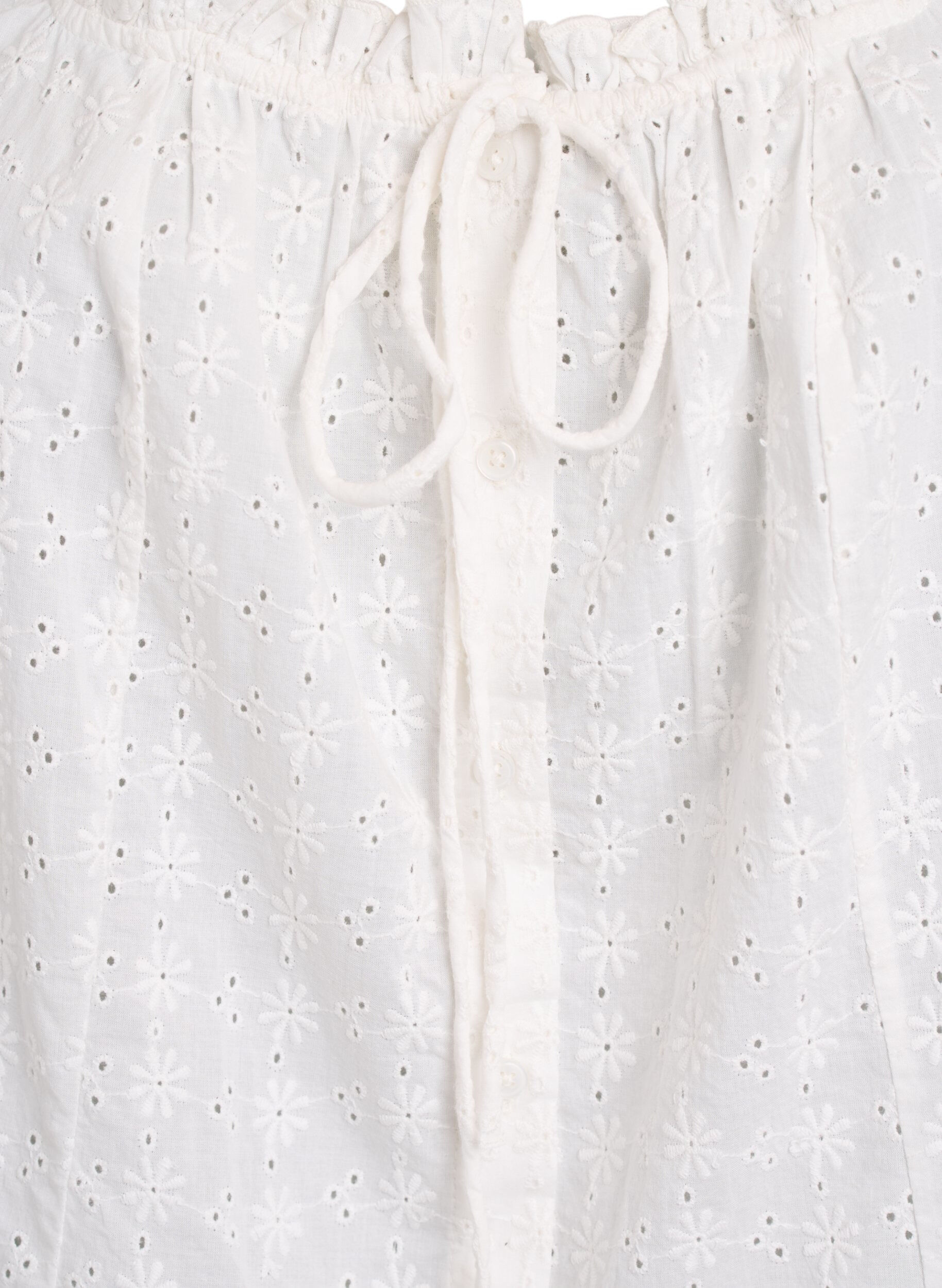ZizzifashionSleeveless blouse with broderie anglaise and ruffles, Vanilla, Packshot image number 2