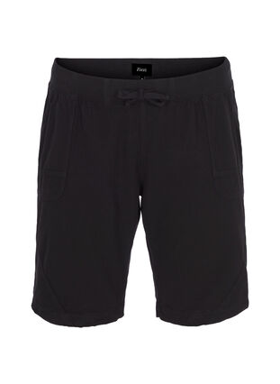 Loose cotton shorts with pockets, Black, Packshot image number 0