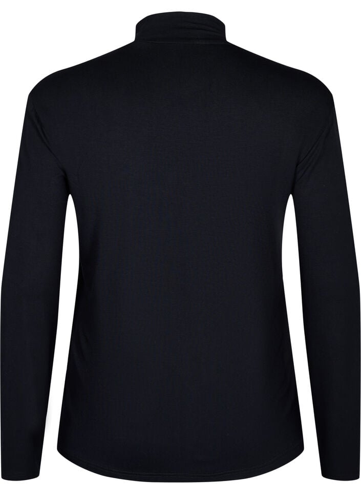 Long-sleeved blouse with high neck, Black, Packshot image number 1