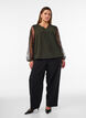 Blouse with lace sleeves and balloon shape, Green, Model image number 1