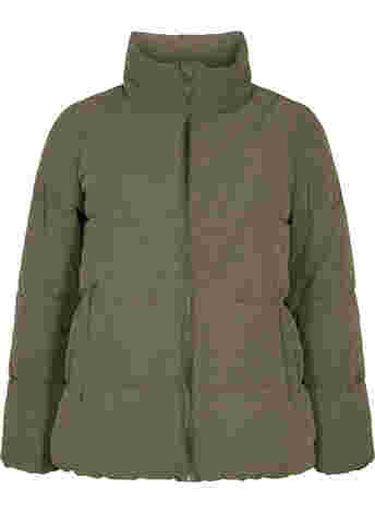 Short winter jacket with zip and high collar