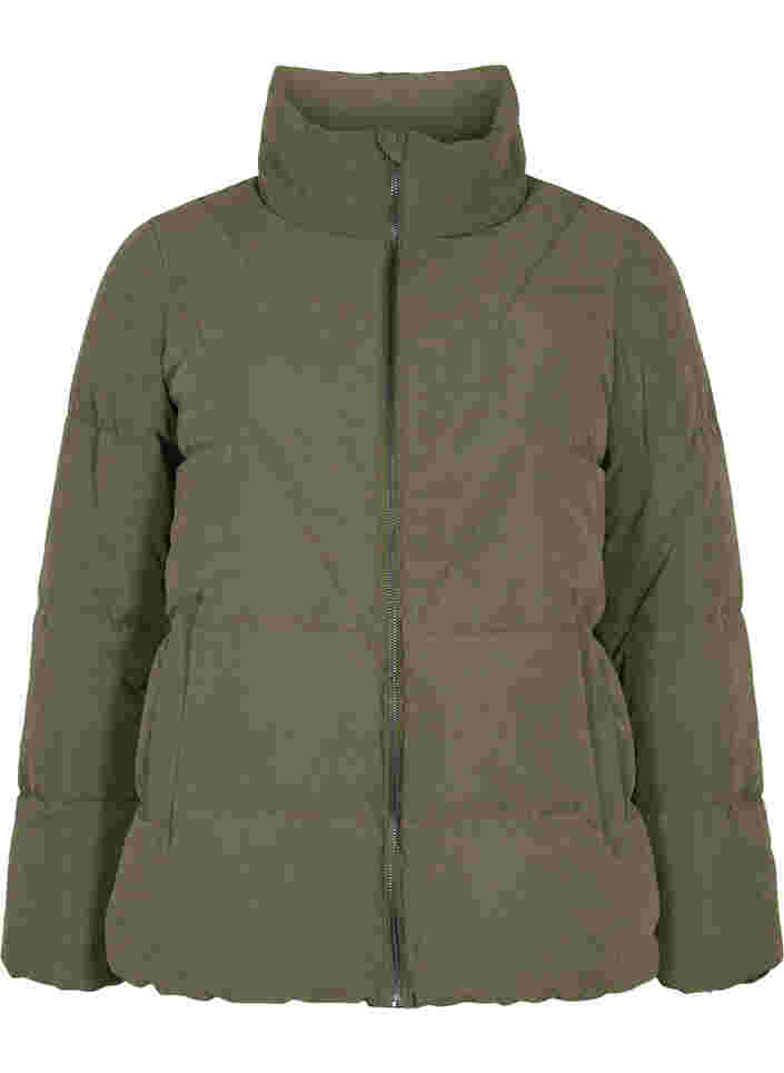 Short winter jacket with zip and high collar, Grape Leaf, Packshot image number 0