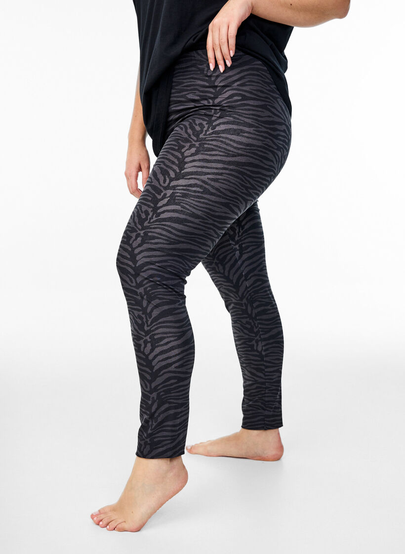 Viscose leggings with print, Black, Model image number 0