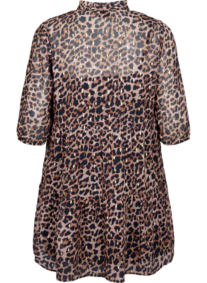 Tunic with leo print and lurex, Leopard AOP, Packshot image number 1