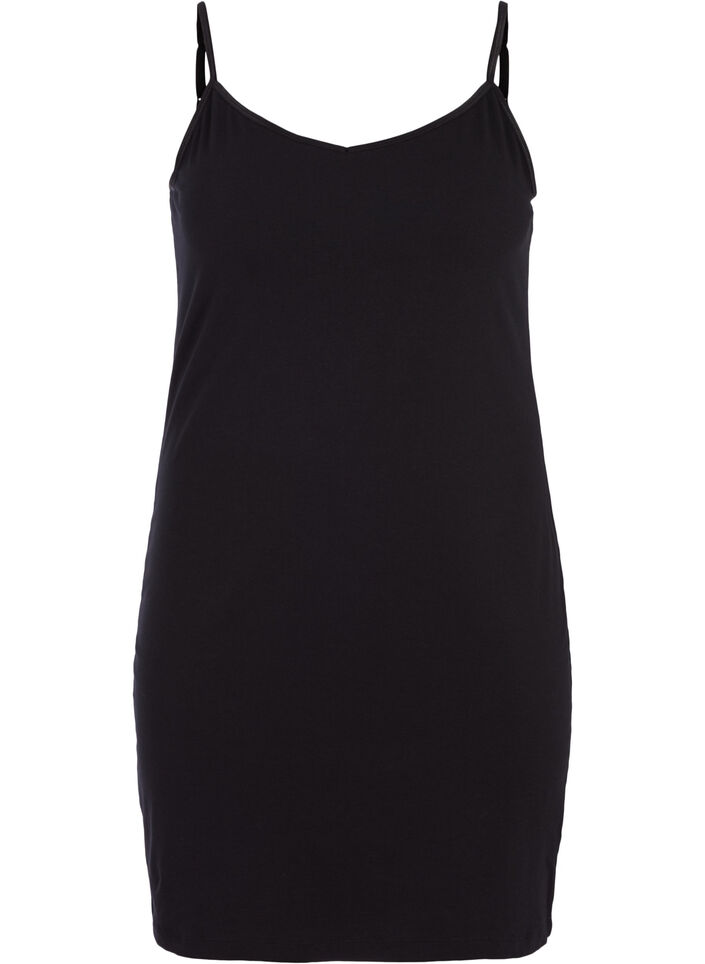 Long basic cotton top , Black, Packshot image number 0