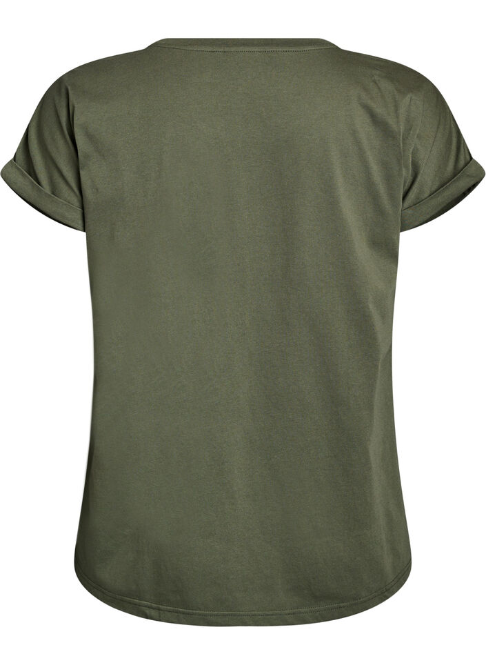 Short-sleeved t-shirt in a cotton blend, Green, Packshot image number 1