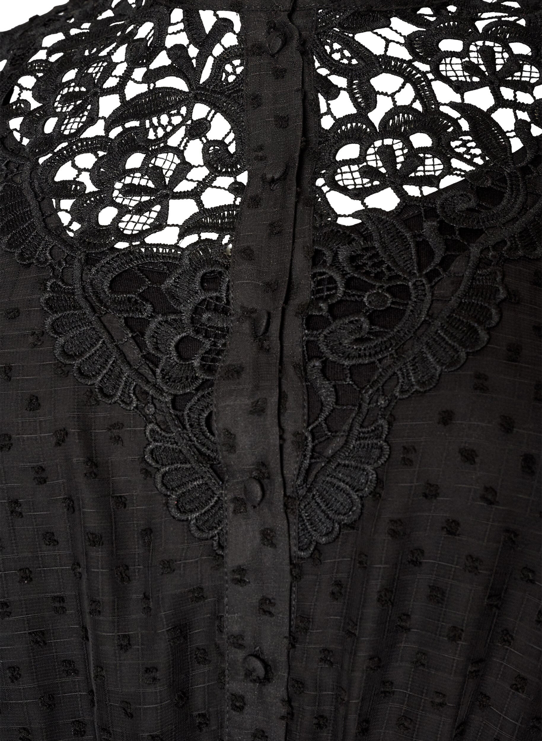 ZizzifashionChiffon dress with guipure lace and empire line, Black, Packshot image number 2