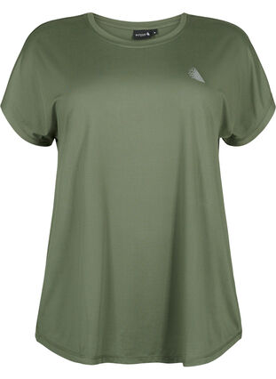 Short-sleeved workout t-shirt, Thyme, Packshot image number 0