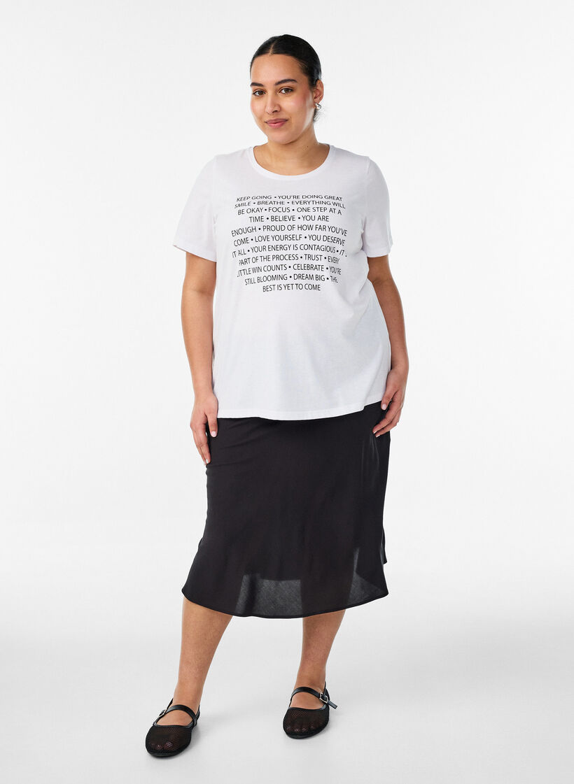T-shirt with motif, White, Model image number 1