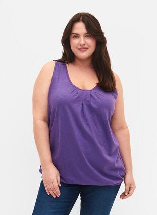 Cotton top with lace trim, Deep Lavender, Model image number 0