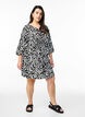 Short dress with 3/4 sleeves and zebra print, Black, Model image number 1