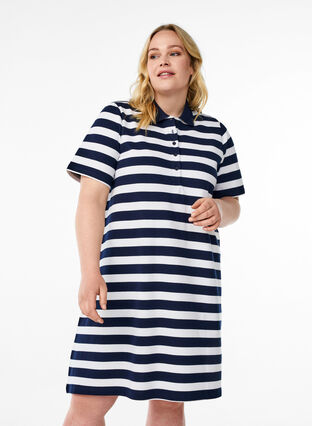 Short A-line polo dress - Blue - Sz. 40-64 - Zizzifashion Short A-line polo dress - Blue - Sz. 40-64 - Zizzifashion
