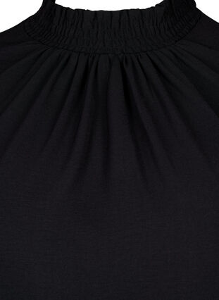 Solid color smock blouse with long sleeves, Black, Packshot image number 2