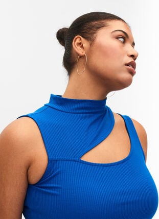 Ribbed top with cut-out section, Princess Blue, Model image number 2