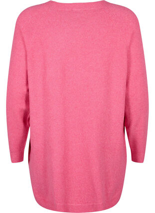 Marled knitted sweater with button details, Hot Pink White Mel., Packshot image number 1