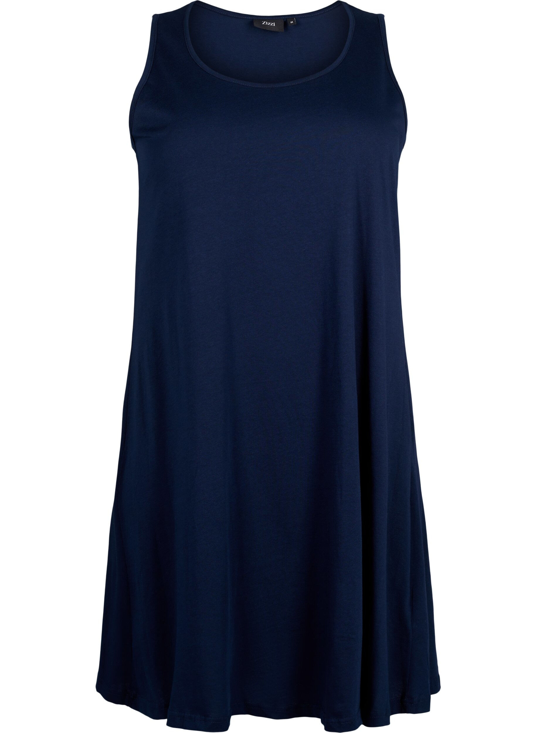 Zizzifashion Sleeveless cotton dress with a-shape, Navy Blazer solid, Packshot image number 0