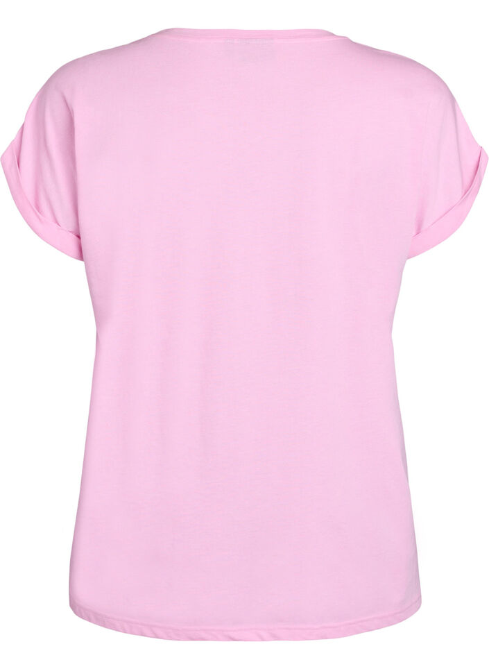 Short-sleeved t-shirt in a cotton blend, Pink, Packshot image number 1