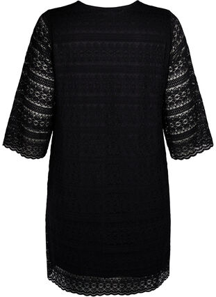 Lace dress with 3/4 sleeves - Black - Sz. 40-64 - Zizzifashion Lace dress with 3/4 sleeves - Black - Sz. 40-64 - Zizzifashion
