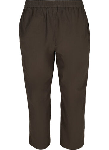 Cropped trousers in cotton, Khaki Green , Packshot image number 1