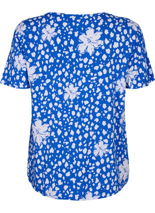 FLASH - Short sleeve viscose blouse with print, Nautical Bl.Wh.AOP, Packshot image number 1