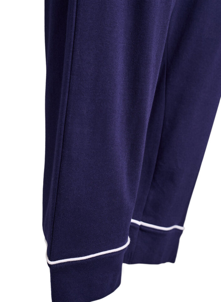 Cotton pyjama trousers with high waist, Blue, Packshot image number 3