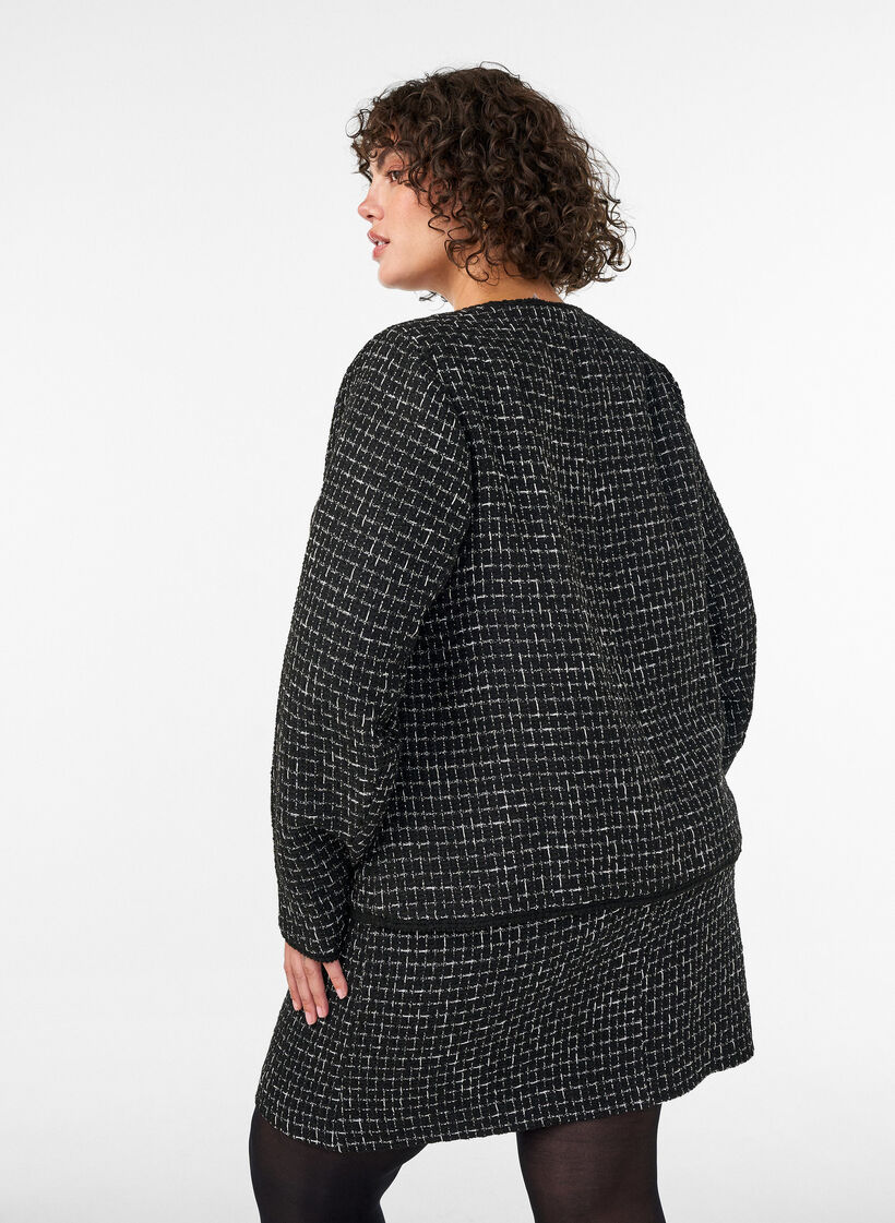 Jacket in boucl&eacute; with gold-coloured buttons, Black, Model image number 2