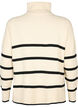 Pullover with stripes and high collar	, Birch w. Black, Packshot image number 1