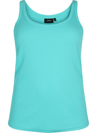 Ribbed tank top in cotton, Blue Turquoise, Packshot image number 0