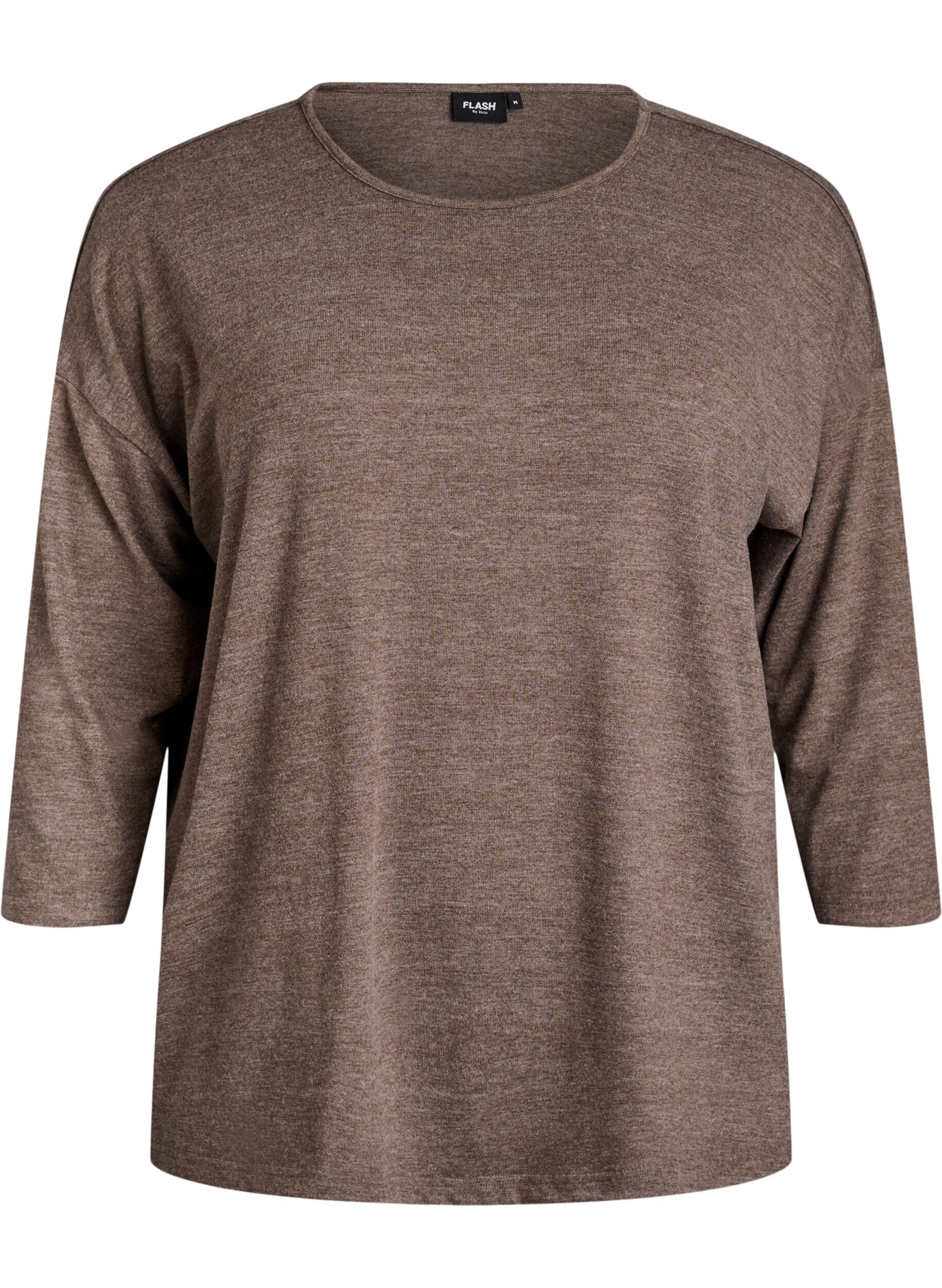 ZizzifashionJersey blouse with 3/4 sleeves, Brown, Packshot image number 0