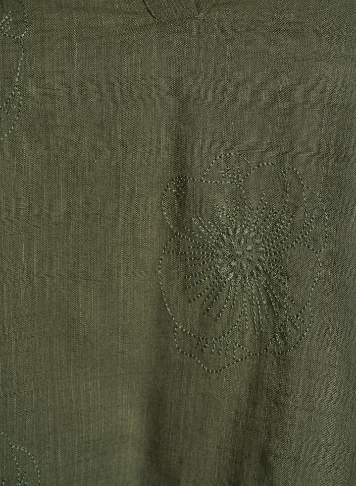 Cotton blouse with embroidered details and 3/4 sleeves, Green, Packshot image number 2