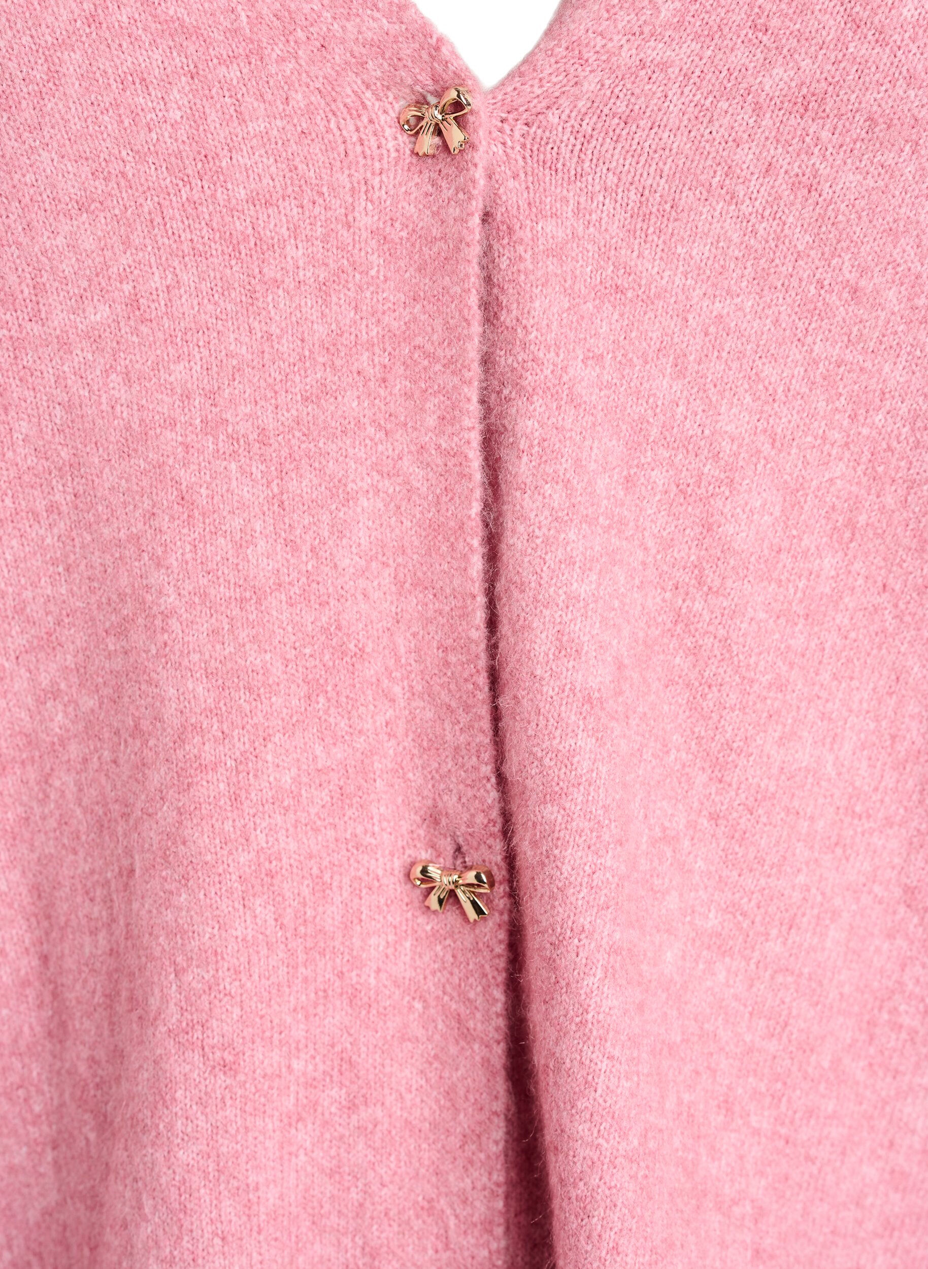 Zizzifashion Knit cardigan with wool and bow buttons, Red, Packshot image number 2