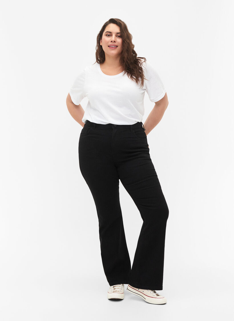 High waisted jeans with bootcut, Black, Model image number 0