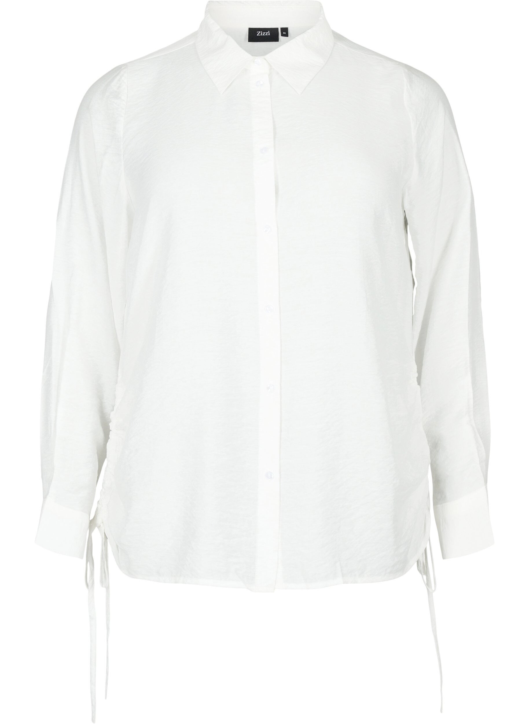 Zizzifashion Viscose shirt with ruffle detail, Bright White, Packshot image number 0