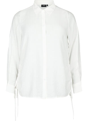 Viscose shirt with ruffle detail, Bright White, Packshot image number 0