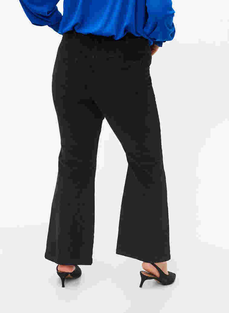 Velvet trousers with bootcut, Black, Model image number 1