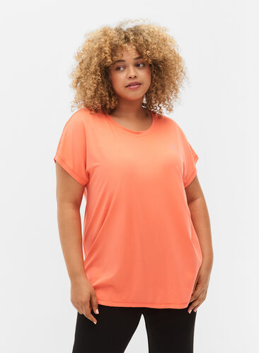 Short-sleeved workout t-shirt, Living Coral, Model image number 0
