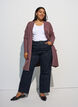 Ribbed Knit Cardigan with Pockets, Red, Model image number 1