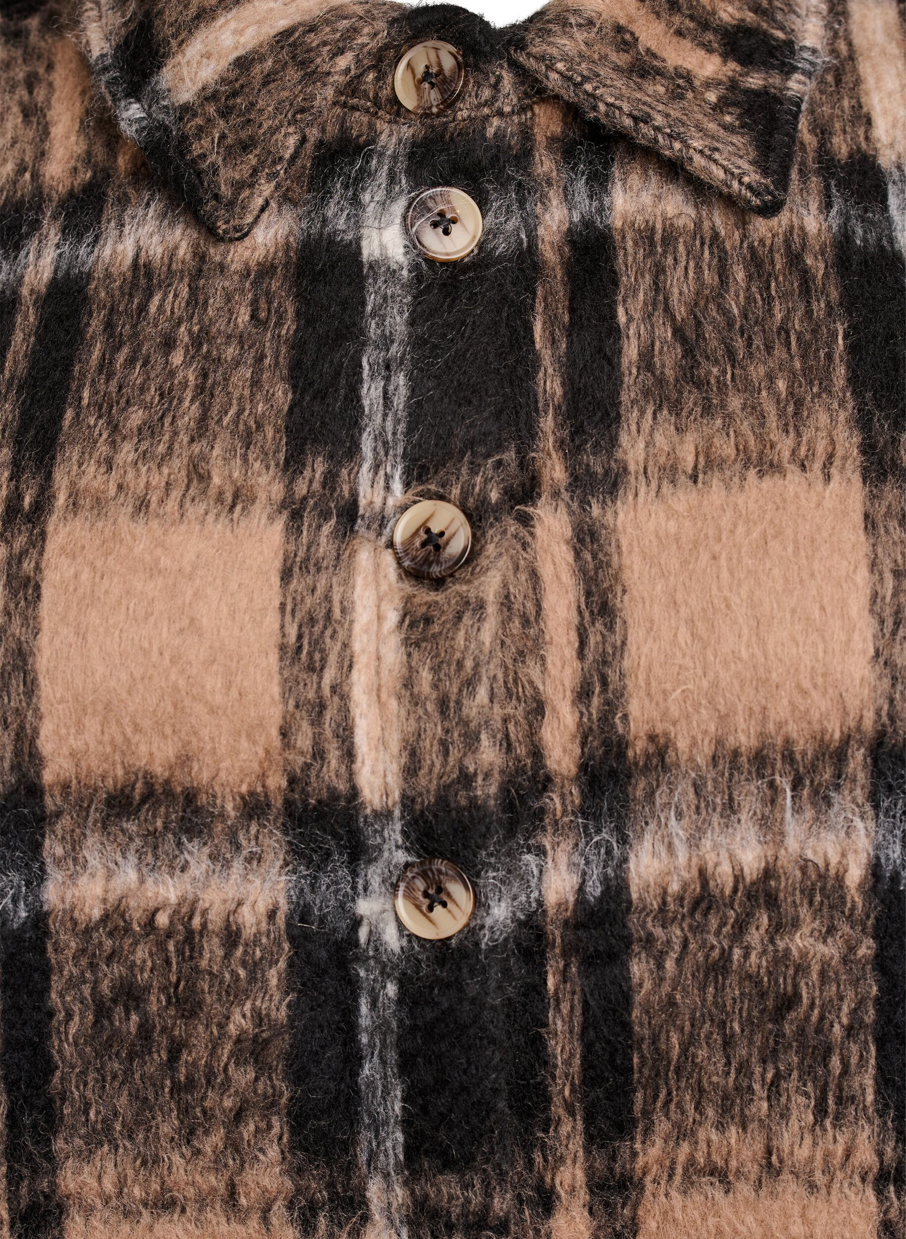 Zizzifashion Long checked vest in brushed quality, Brown, Packshot image number 2